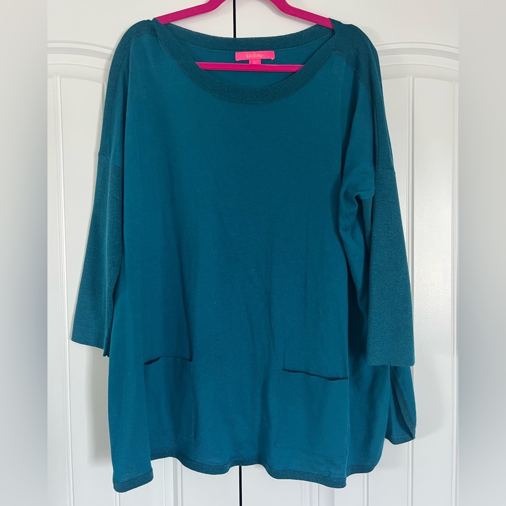 EUC Lilly Pulitzer Cobo Sweater, Inky Tidal, Size Large